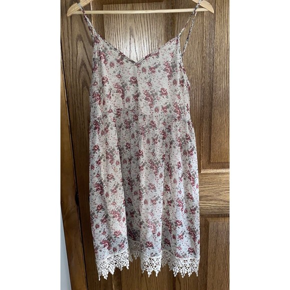 Scrap-Work Large Dress Lace Hem Brown Floral Scrap Work Romantic - Picture 5 of 11